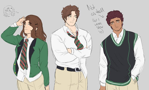 halfbody colored sketches (3 people)