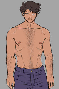 halfbody colored sketch (shirtless example)